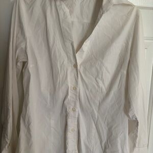 Express Design Studio White VNeck Collared L/S Shirt Size M